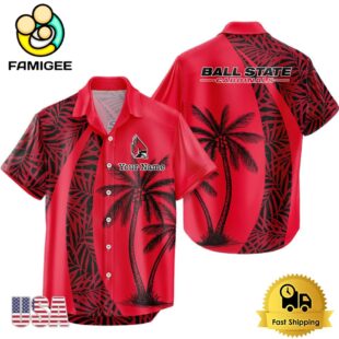 NCAA Ball State Cardinals Palm Tree Logo Custom Hawaiian Shirt