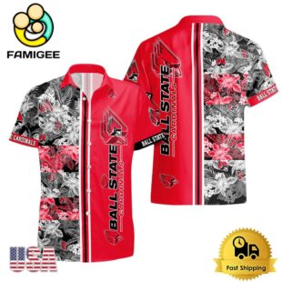 NCAA Ball State Cardinals Tropical Floral Design Hawaiian Shirt