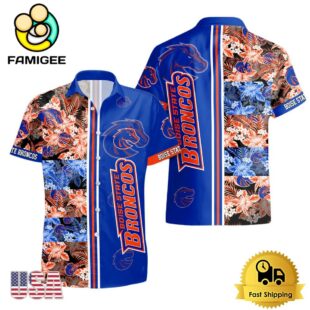 NCAA Boise State Broncos Tropical Floral Design Hawaiian Shirt