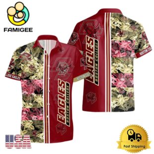 NCAA Boston College Eagles Tropical Floral Design Hawaiian Shirt