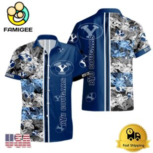 NCAA BYU Cougars Tropical Floral Design Hawaiian Shirt