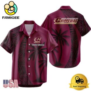 NCAA Central Michigan Chippewas Palm Tree Logo Custom Hawaiian Shirt
