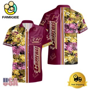 NCAA Central Michigan Chippewas Tropical Floral Design Hawaiian Shirt