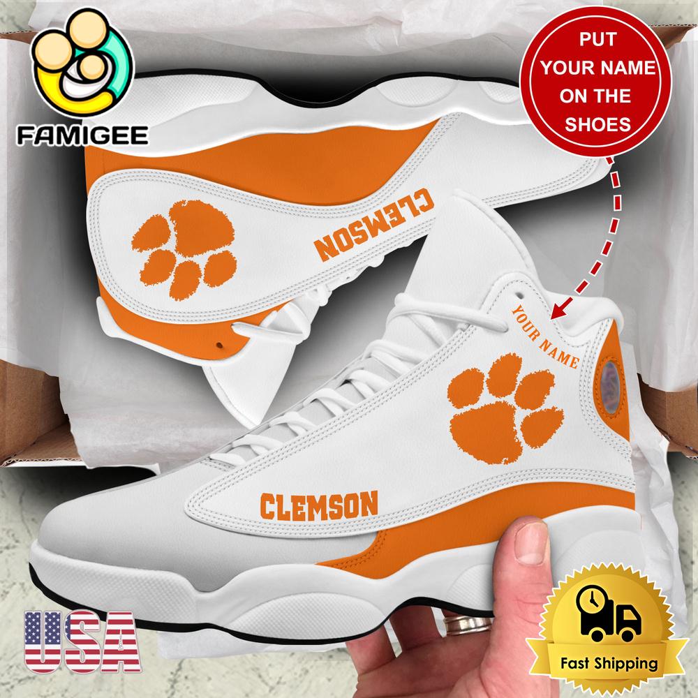 NCAA Clemson Tigers New Team Logo Custom Air Jordan 13 Shoes NCAA Clemson Tigers New Team Logo Custom Air Jordan 13 Shoes