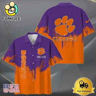NCAA Clemson Tigers Paint Splatter Custom Hawaiian Shirt