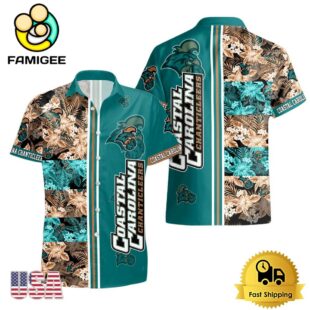 NCAA Coastal Carolina Chanticleers Tropical Floral Design Hawaiian Shirt