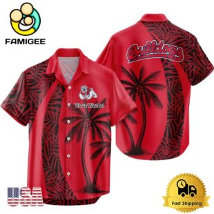 NCAA Fresno State Bulldogs Palm Tree Logo Custom Hawaiian Shirt