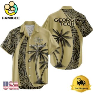 NCAA Georgia Tech Yellow Jackets Palm Tree Logo Custom Hawaiian Shirt