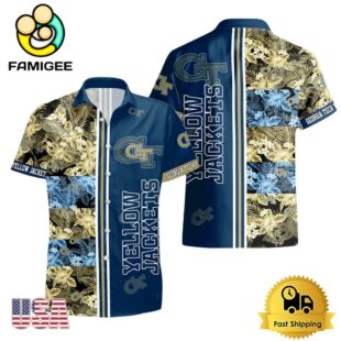 NCAA Georgia Tech Yellow Jackets Tropical Floral Design Hawaiian Shirt