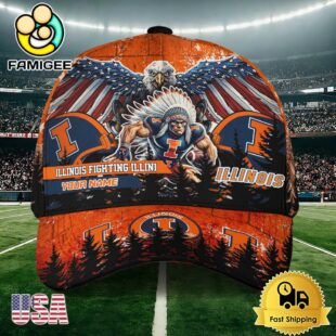 NCAA Illinois Fighting Illini Mascot Logo Custom Name Baseball Cap