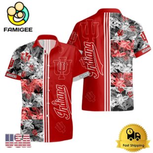 NCAA Indiana Hoosiers Tropical Floral Design Hawaiian Shirt