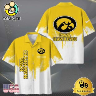 NCAA Iowa Hawkeyes Custom Paint Splatter Logo Hawaiian Shirt
