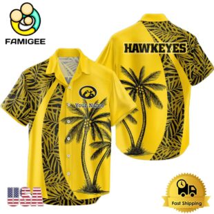 NCAA Iowa Hawkeyes Palm Tree Logo Custom Hawaiian Shirt