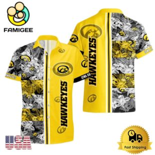 NCAA Iowa Hawkeyes Tropical Floral Design Hawaiian Shirt