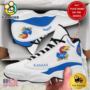NCAA Kansas Jayhawks football New Team Logo Custom Air Jordan 13 Shoes