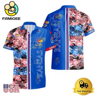 NCAA Kansas Jayhawks Tropical Floral Design Hawaiian Shirt