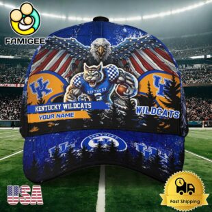 NCAA Kentucky Wildcats Mascot Logo Custom Name Baseball Cap