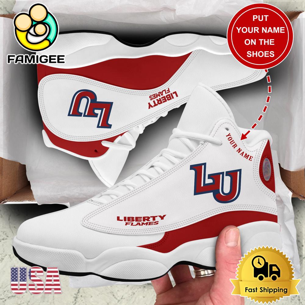 NCAA Liberty Flames football New Team Logo Custom Air Jordan 13 Shoes NCAA Liberty Flames football New Team Logo Custom Air Jordan 13 Shoes