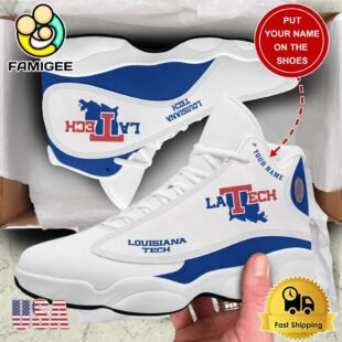 NCAA Louisiana Tech Bulldogs football New Team Logo Custom Air Jordan 13 Shoes