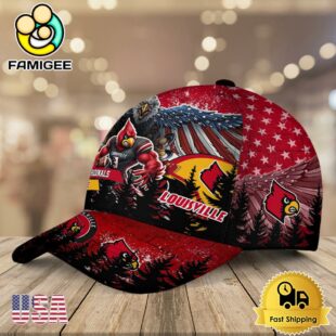 NCAA Louisville Cardinals Mascot Logo Custom Name Baseball Cap