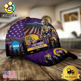 NCAA LSU Tigers Mascot Logo Custom Name Baseball Cap