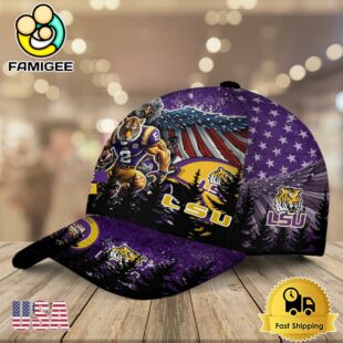 NCAA LSU Tigers Mascot Logo Custom Name Baseball Cap