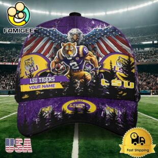 NCAA LSU Tigers Mascot Logo Custom Name Baseball Cap