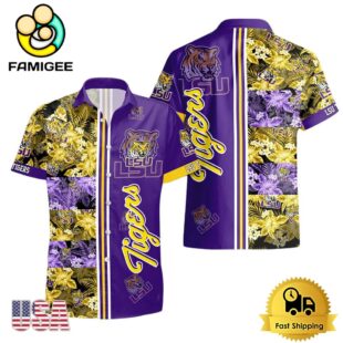 NCAA LSU TIGERS Tropical Floral Design Hawaiian Shirt