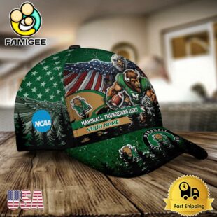 NCAA Marshall Thundering Herd Mascot Logo Custom Name Baseball Cap