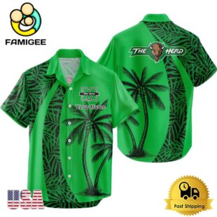NCAA Marshall Thundering Herd Palm Tree Logo Custom Hawaiian Shirt