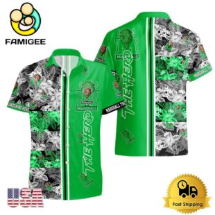 NCAA Marshall Thundering Herd Tropical Floral Design Hawaiian Shirt