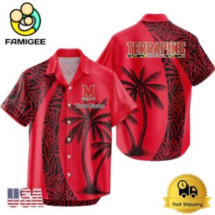 NCAA Maryland Terrapins Palm Tree Logo Custom Hawaiian Shirt