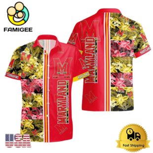 NCAA Maryland Terrapins Tropical Floral Design Hawaiian Shirt