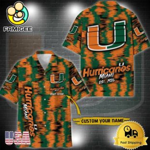 NCAA Miami Hurricanes Custom Ikat Hawaiian Shirt
