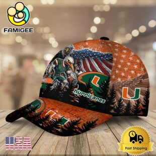 NCAA Miami Hurricanes Mascot Logo Custom Name Baseball Cap