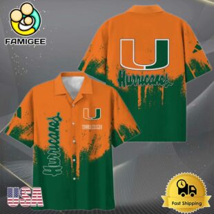 NCAA Miami Hurricanes Paint Splatter Custom Hawaiian Shirt
