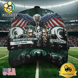 NCAA Michigan State Spartans Mascot Logo Custom Name Baseball Cap