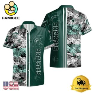NCAA Michigan State Spartans Tropical Floral Design Hawaiian Shirt