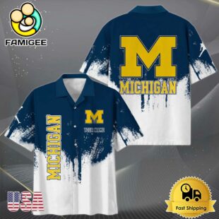 NCAA Michigan Wolverines Custom Paint Splatter Logo Hawaiian Shirt