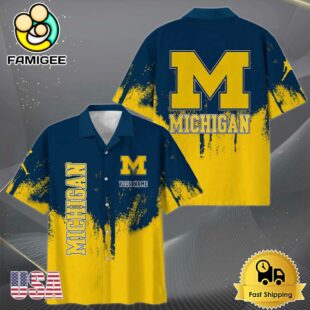 NCAA Michigan Wolverines Paint Splatter Custom Hawaiian Shirt