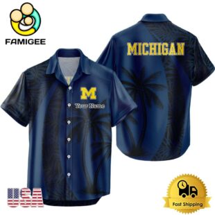 NCAA Michigan Wolverines Palm Tree Logo Custom Hawaiian Shirt