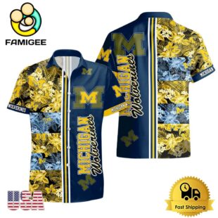 NCAA Michigan Wolverines Tropical Floral Design Hawaiian Shirt