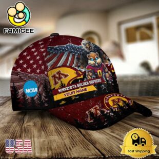 NCAA Minnesota Golden Gophers Mascot Logo Custom Name Baseball Cap