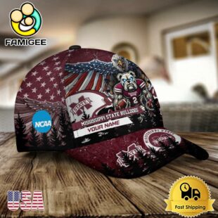 NCAA Mississippi State Bulldogs Mascot Logo Custom Name Baseball Cap