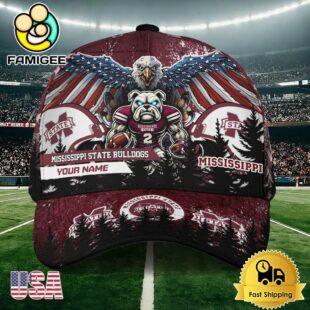 NCAA Mississippi State Bulldogs Mascot Logo Custom Name Baseball Cap