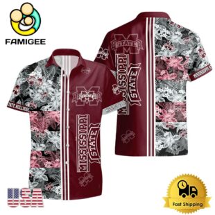 NCAA Mississippi State Bulldogs Tropical Floral Design Hawaiian Shirt