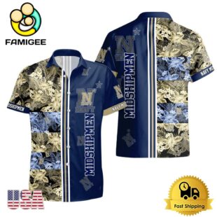 NCAA Navy Midshipmen Tropical Floral Design Hawaiian Shirt