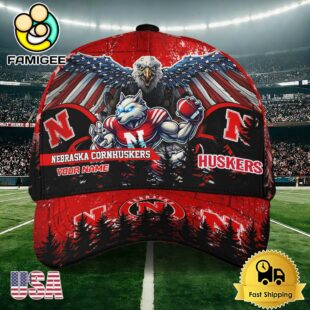 NCAA Nebraska Cornhuskers Mascot Logo Custom Name Baseball Cap