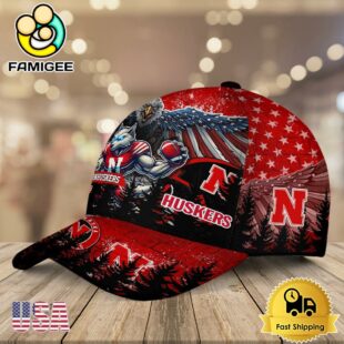 NCAA Nebraska Cornhuskers Mascot Logo Custom Name Baseball Cap