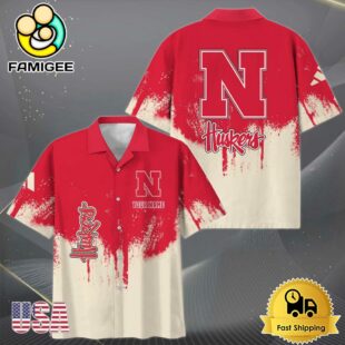 NCAA Nebraska Cornhuskers Paint Splatter Custom Hawaiian Shirt
